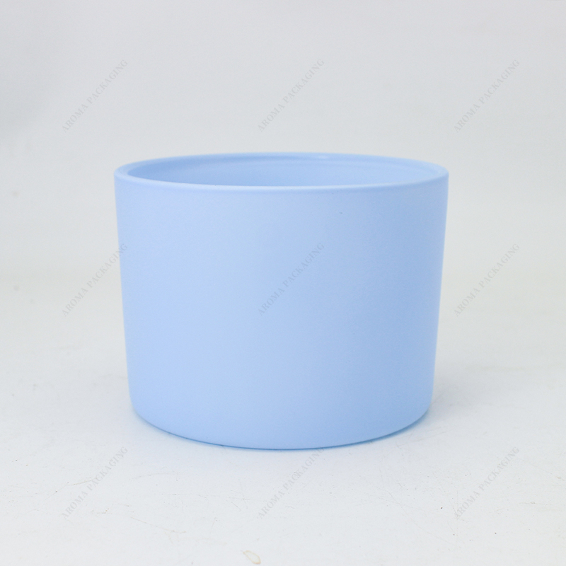 Blue Glass Candle Jar with Lid